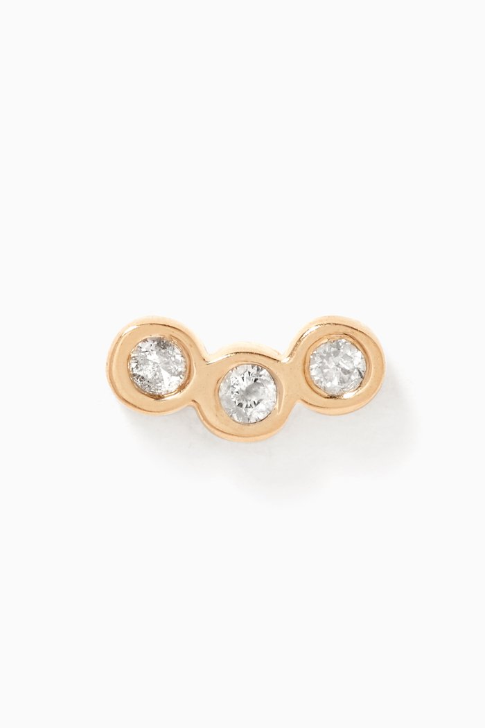 Curve Trifecta Diamond Piercing Earring in 14kt Yellow Gold