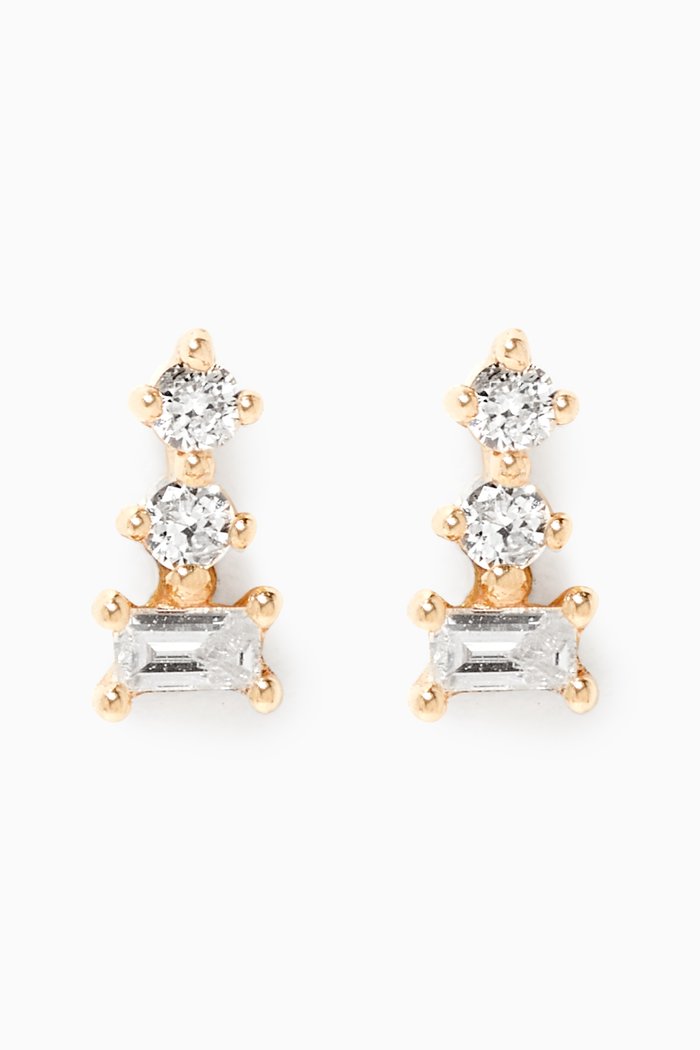 

Triple Stacked Diamond Studs, Yellow