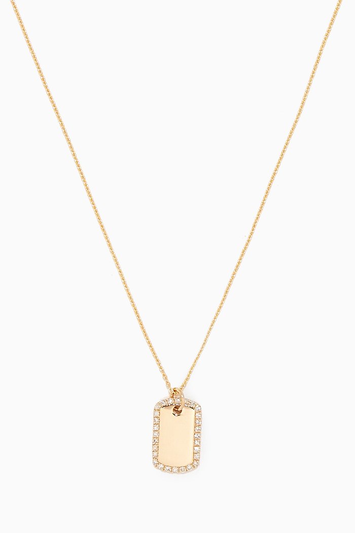 

Tiny Diamond Dog Tag, Yellow