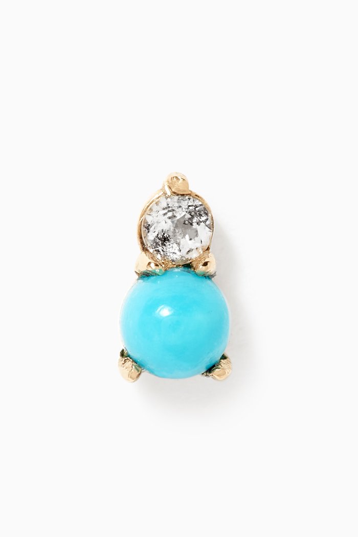 

Turquoise & Topaz Buddy Stud in 14kt Yellow Gold