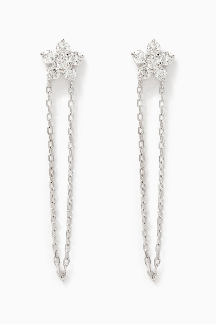 

Fairy Flower Loop Diamond Earrings, Silver