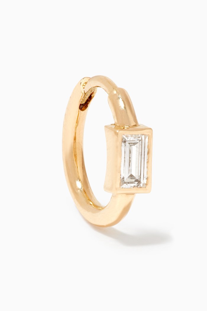 

Mini Emerald Cut Diamond Single Hoop Earring, Yellow