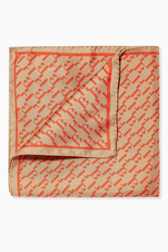

Patterned Silk Pocket Square, Brown