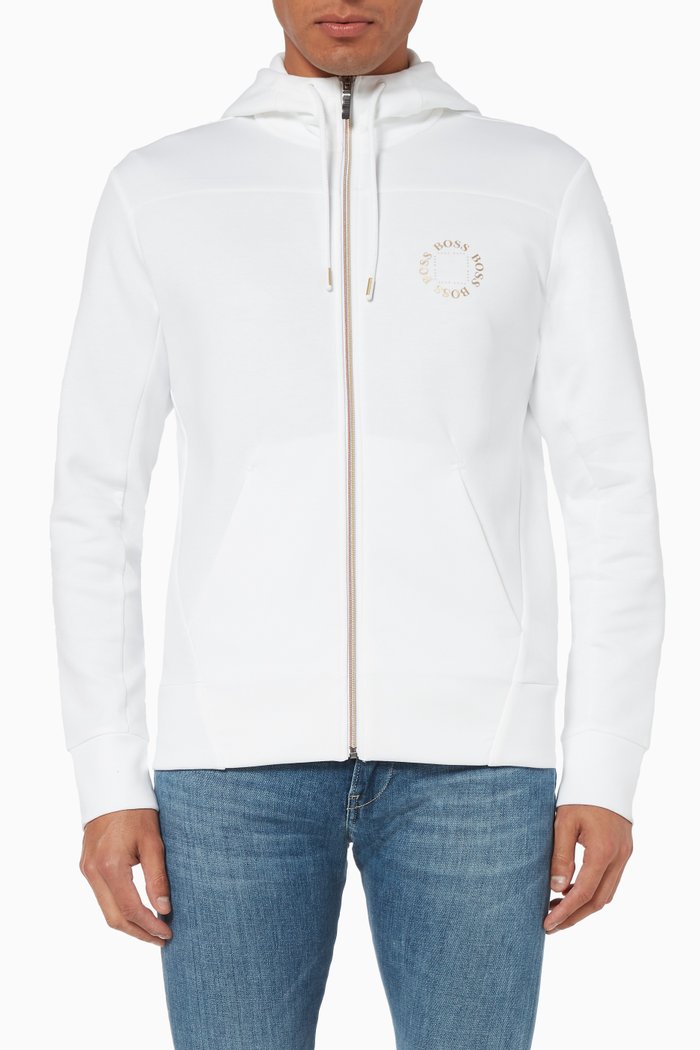 

Saggy Circle Metallic Logo Sweatshirt, White