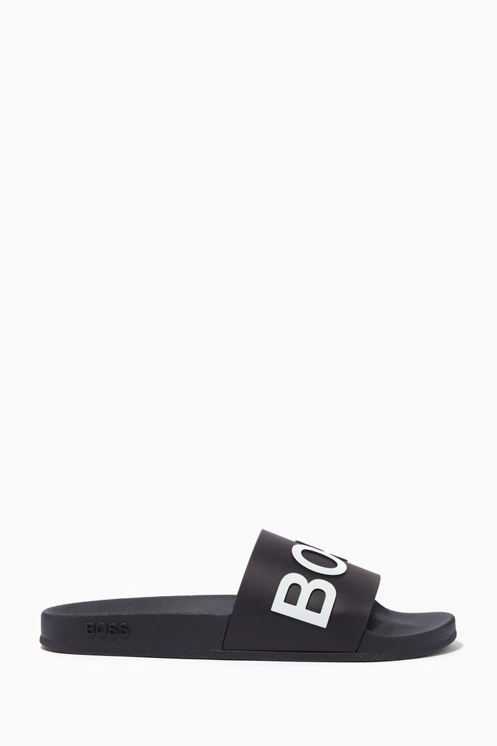 Logo Pool Slide Sandals, Blue