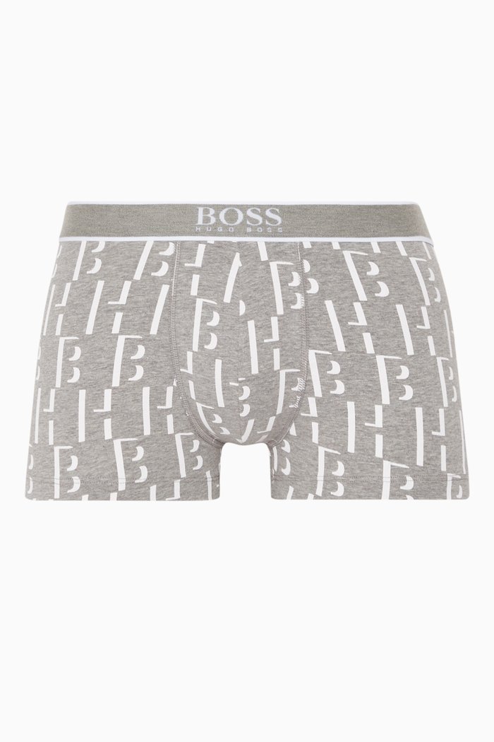 

Stretch Cotton Logo-Print Trunks, Grey