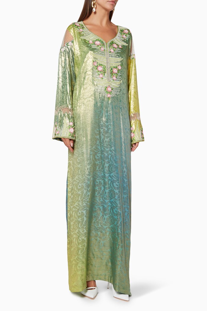 

Embellished Chiffon Abaya, Green