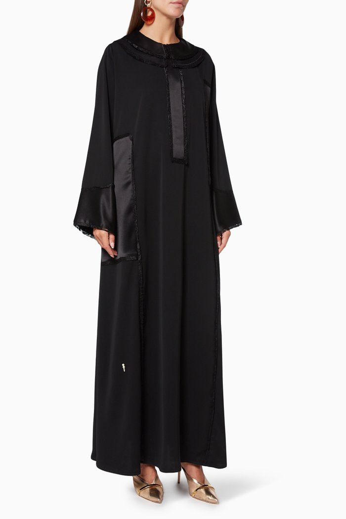 

Silk & Chiffon Abaya, Black
