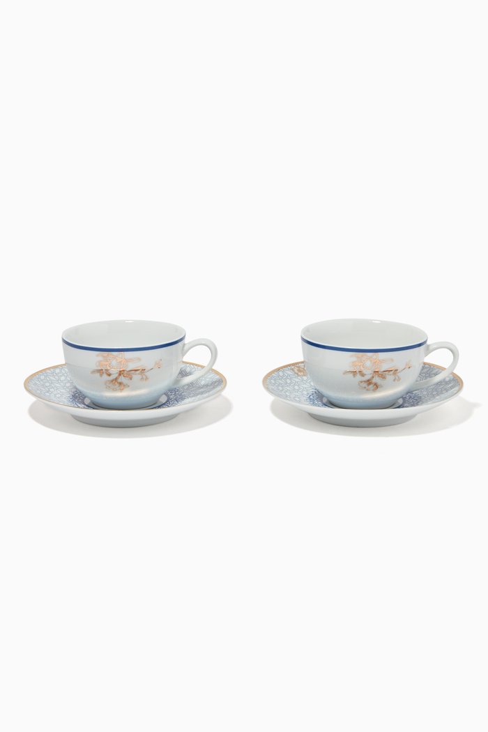 

Kunooz Porcelain Teacup & Saucers, Set of 2, Multicolour