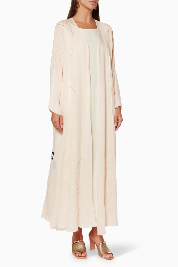 

Embroidered Abaya Set, Pink