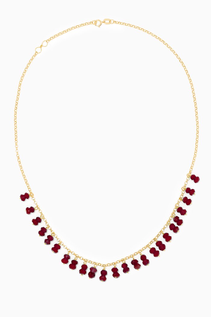 

Ruby Beaded Necklace, Gold