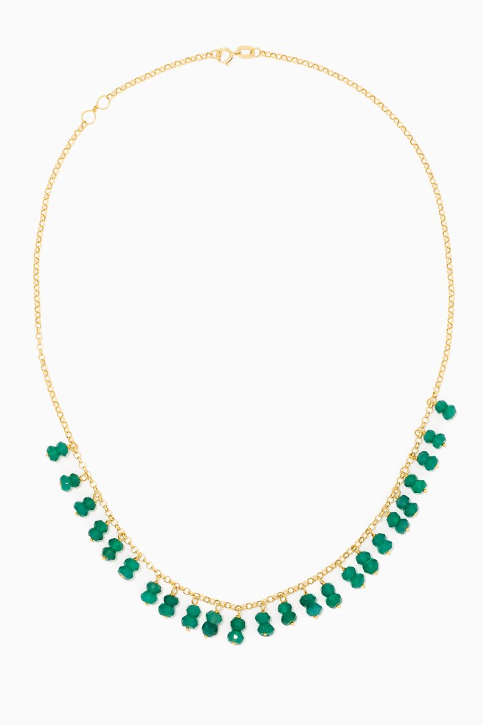 

Green Onyx Beaded Necklace, Gold