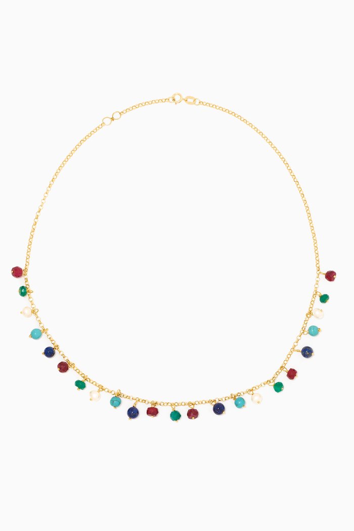 

Multi Beaded Necklace, Gold