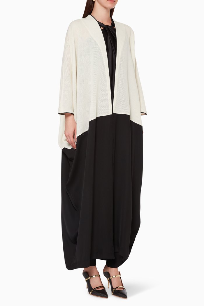 

Mesh Colourblock Abaya, White