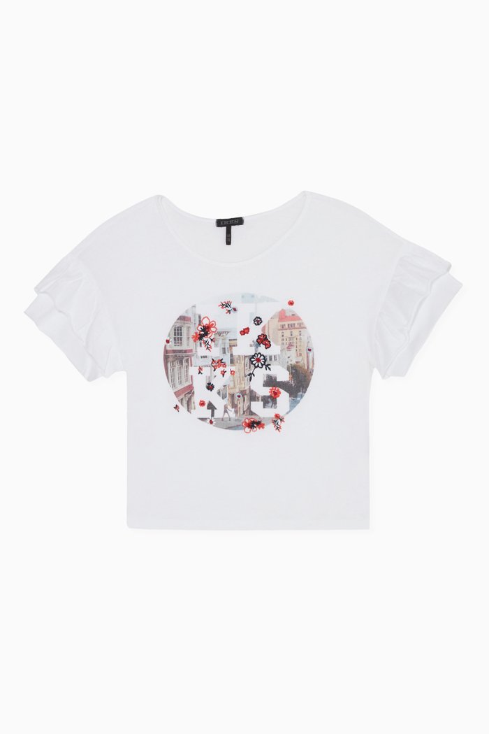 

Floral Embroidered Cotton T-Shirt, White