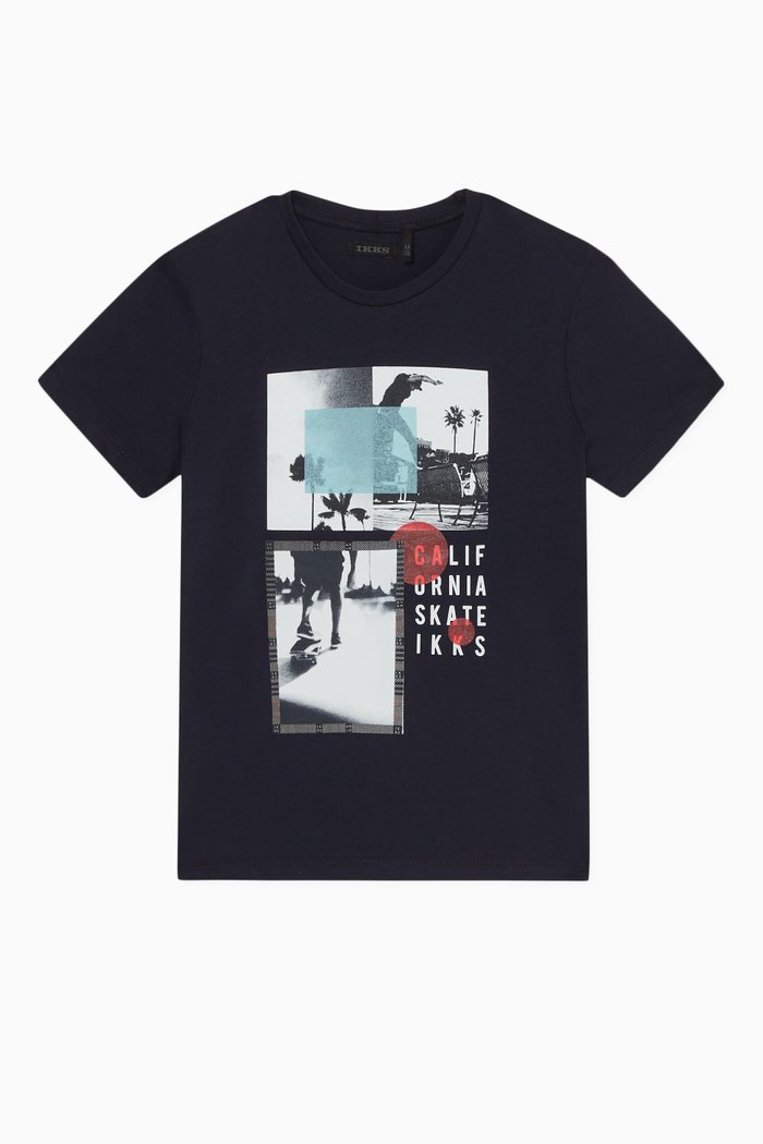 

Skateboarder Print Cotton T-Shirt, Blue