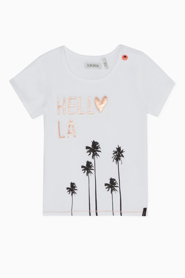 

Textured Print Cotton T-Shirt, White