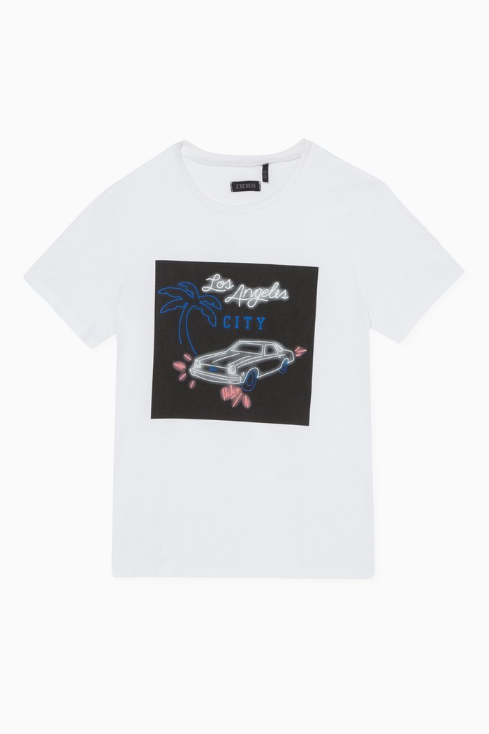 

Neon Car Print Cotton T-Shirt, White