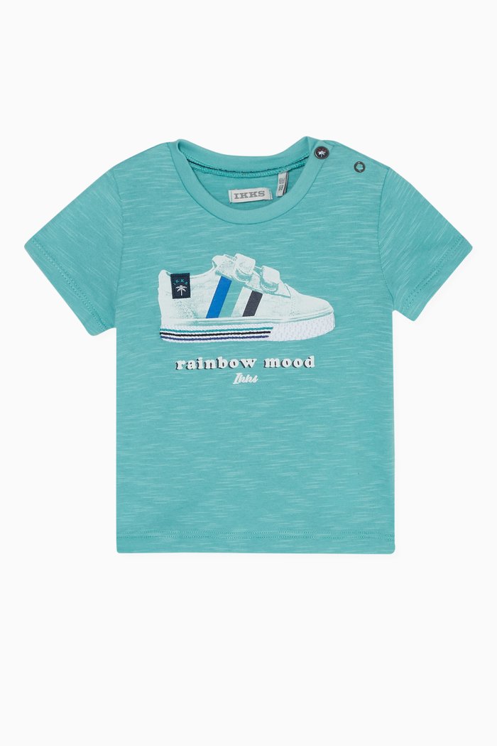 

Embroidered Sneaker Print T-Shirt, Blue