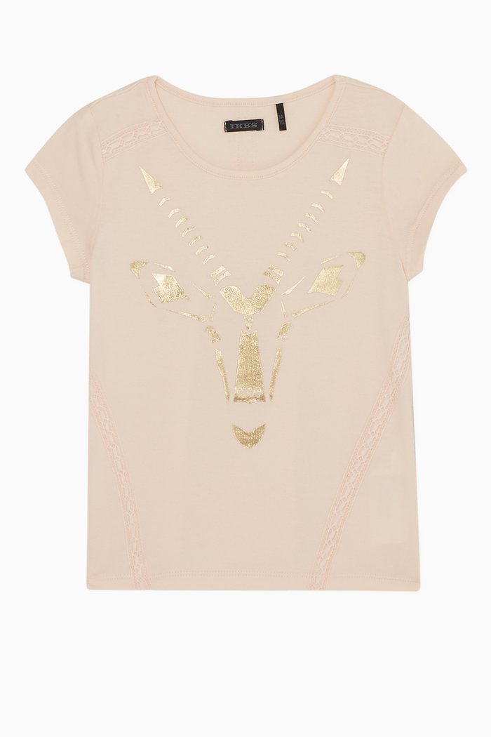 

Metallic Oryx Print T-Shirt, Pink