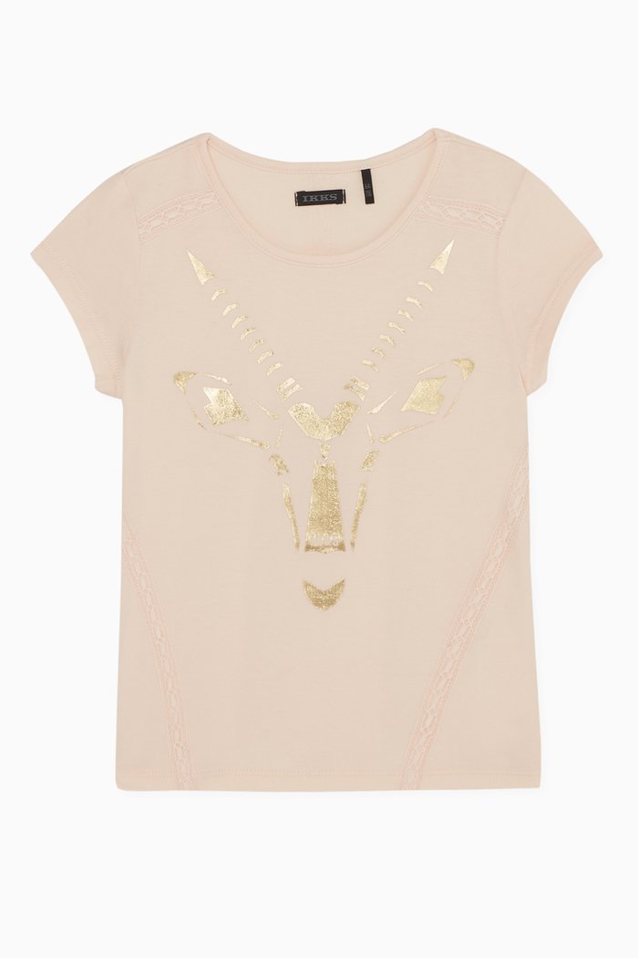 

Metallic Oryx Print T-Shirt, Pink