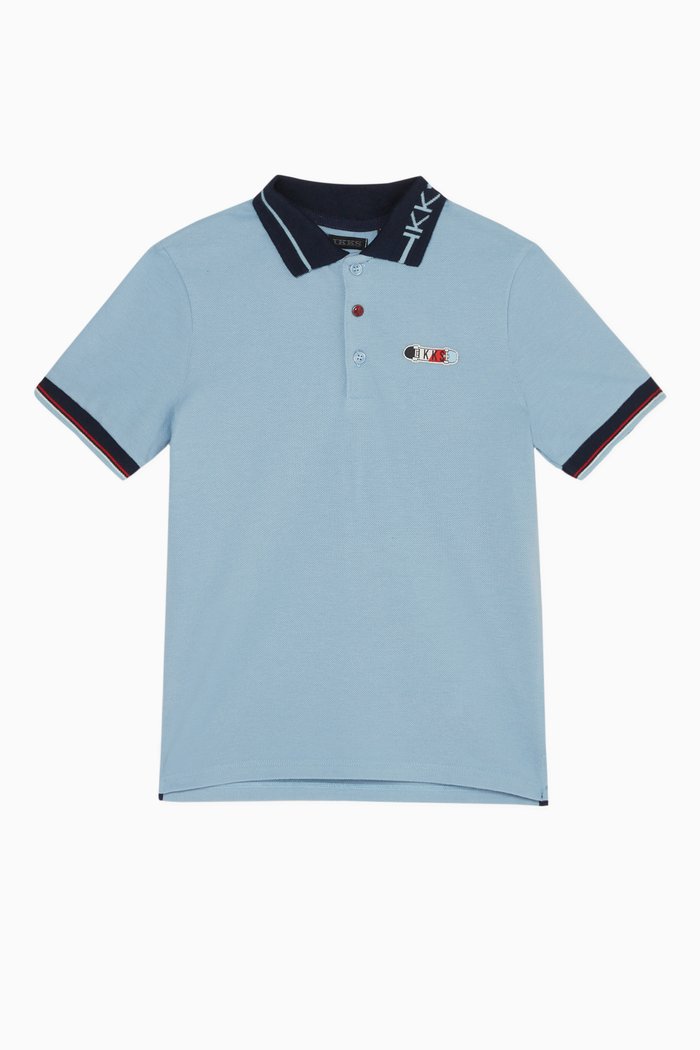 Skateboard Patch Polo Shirt, Blue