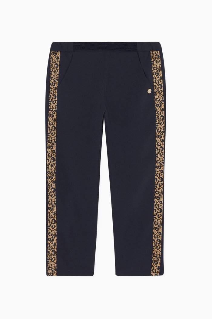 

Leopard Print-Trimmed Pants, Blue