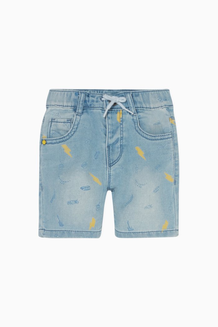

Printed Denim Bermuda Shorts, Purple