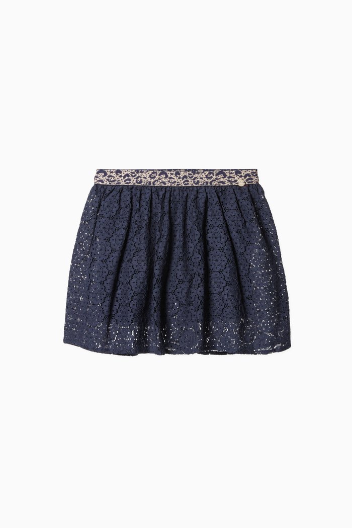 Knee-Length Lace Skirt, Blue