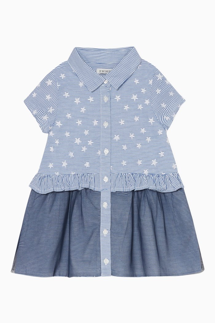 

Embroidered Stars Shirt Dress, Blue