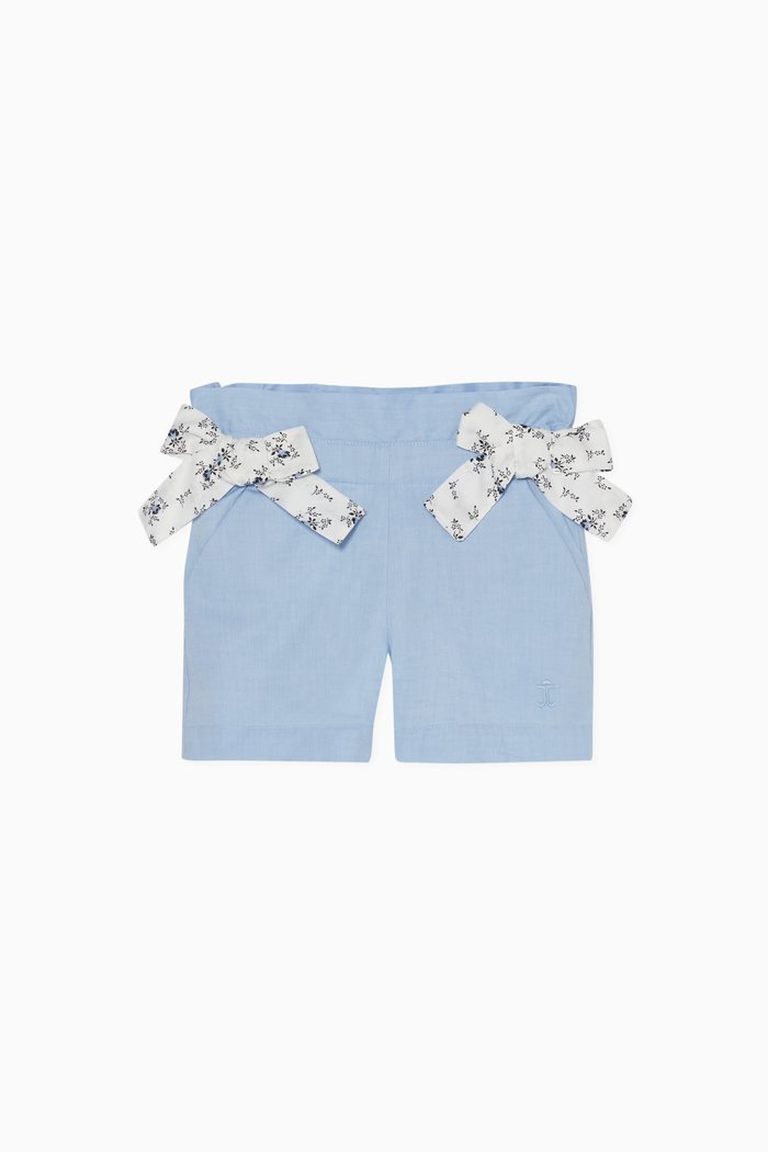 

Flared Cotton Shorts, Blue