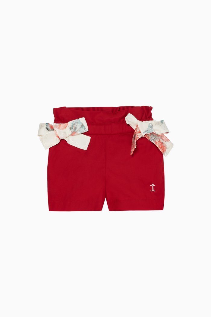 

Flared Cotton Shorts, Red