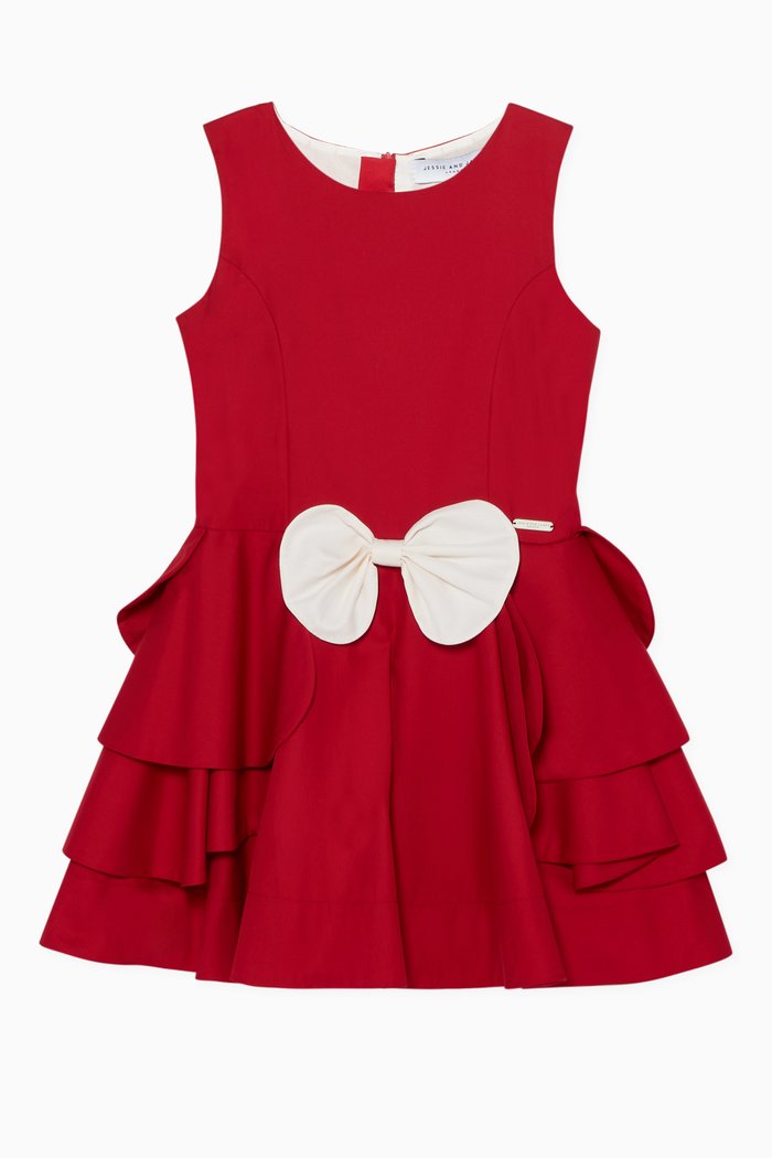 

Petal Ruffled Dress, Red