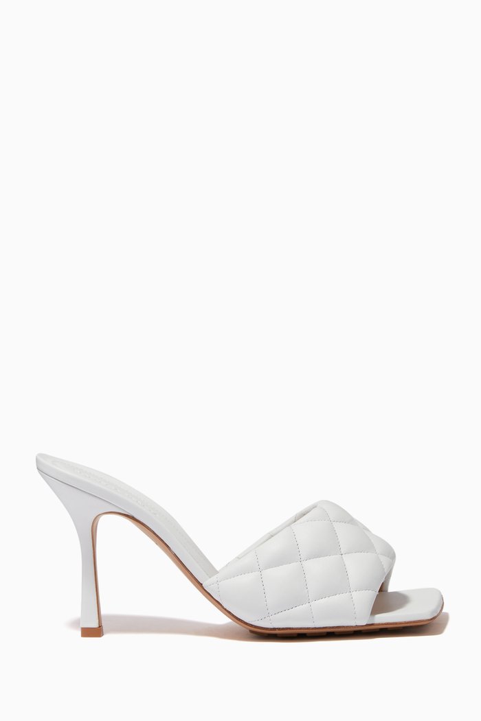 

Padded Leather Mule Sandals, White