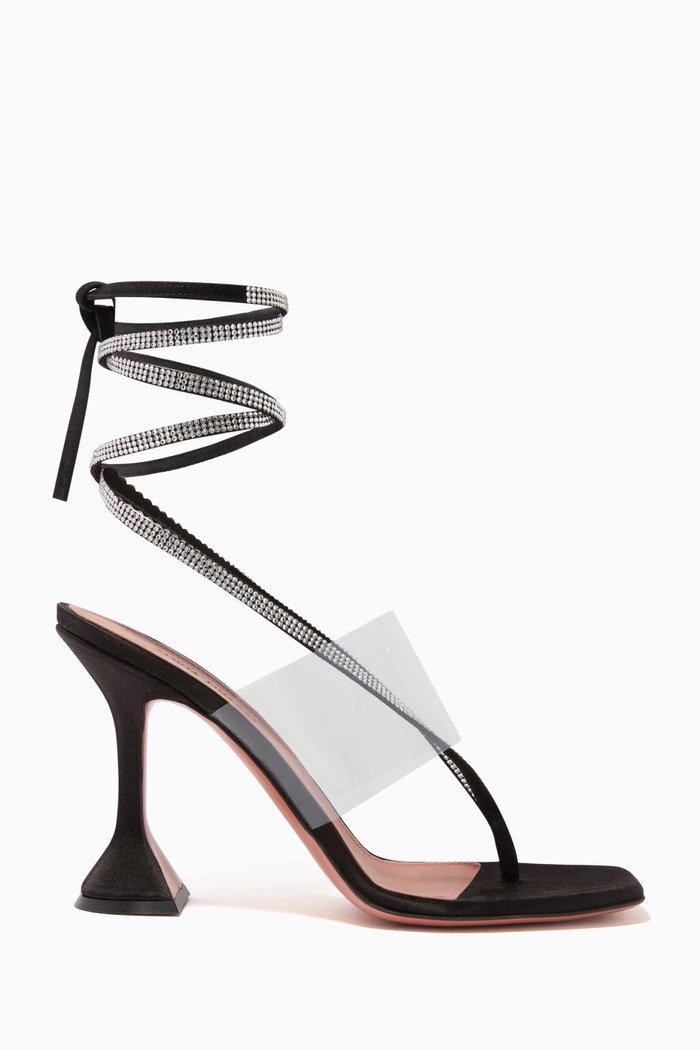 

Zula 95 Crystal Sandals in Satin, Black