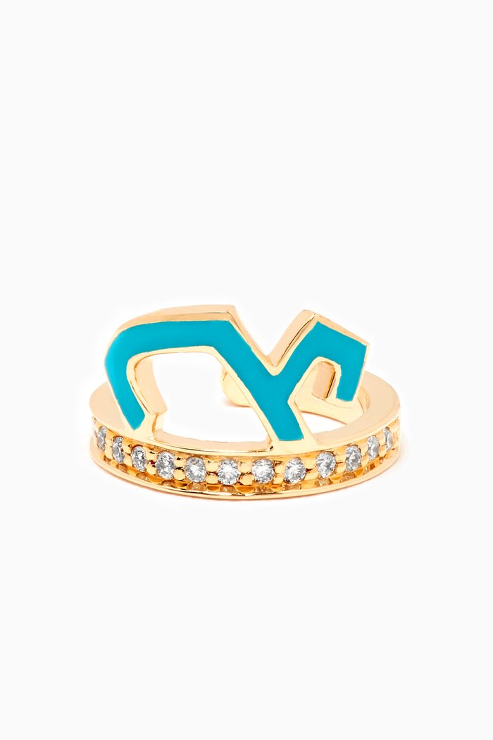 

Khatt "Ein" Single Enamel Ear Cuff with Diamonds Circle in 18kt Yellow Gold