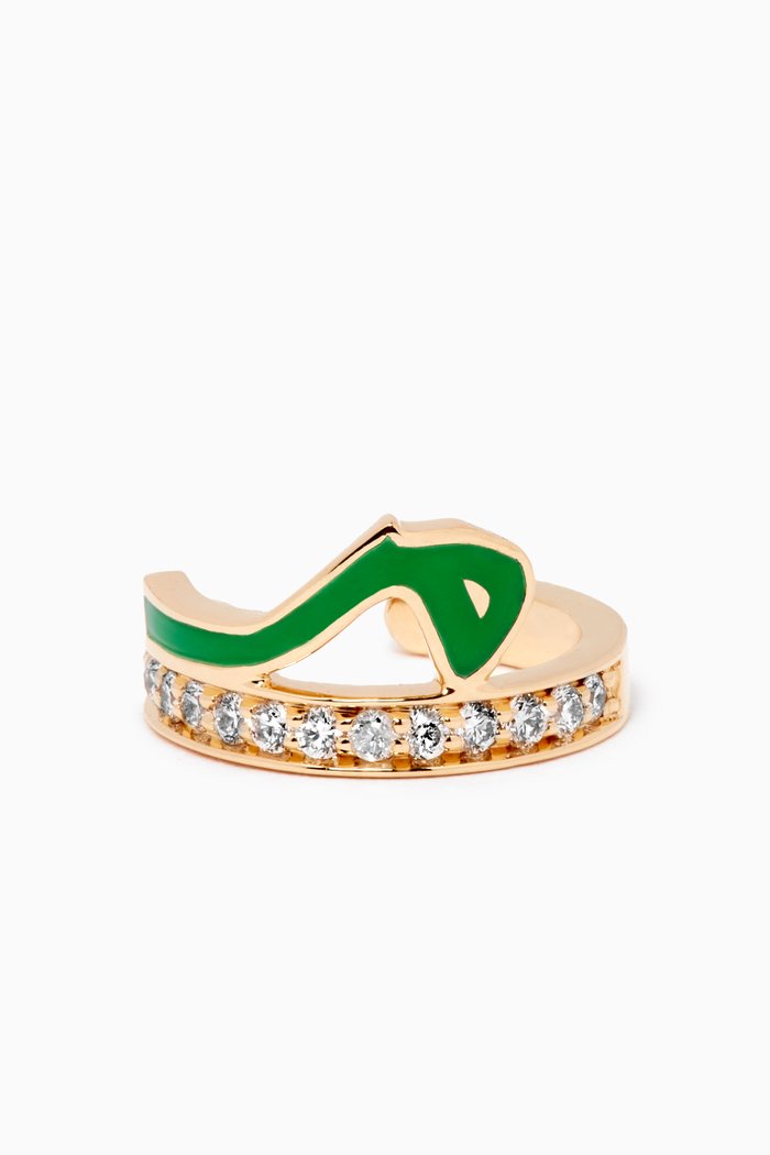 Mina "M" Single Ear Cuff with Diamonds in 18kt Yellow Gold