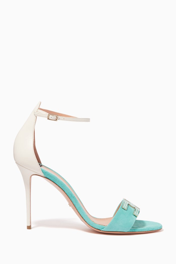 

Two-Colour Leather Sandals, Blue