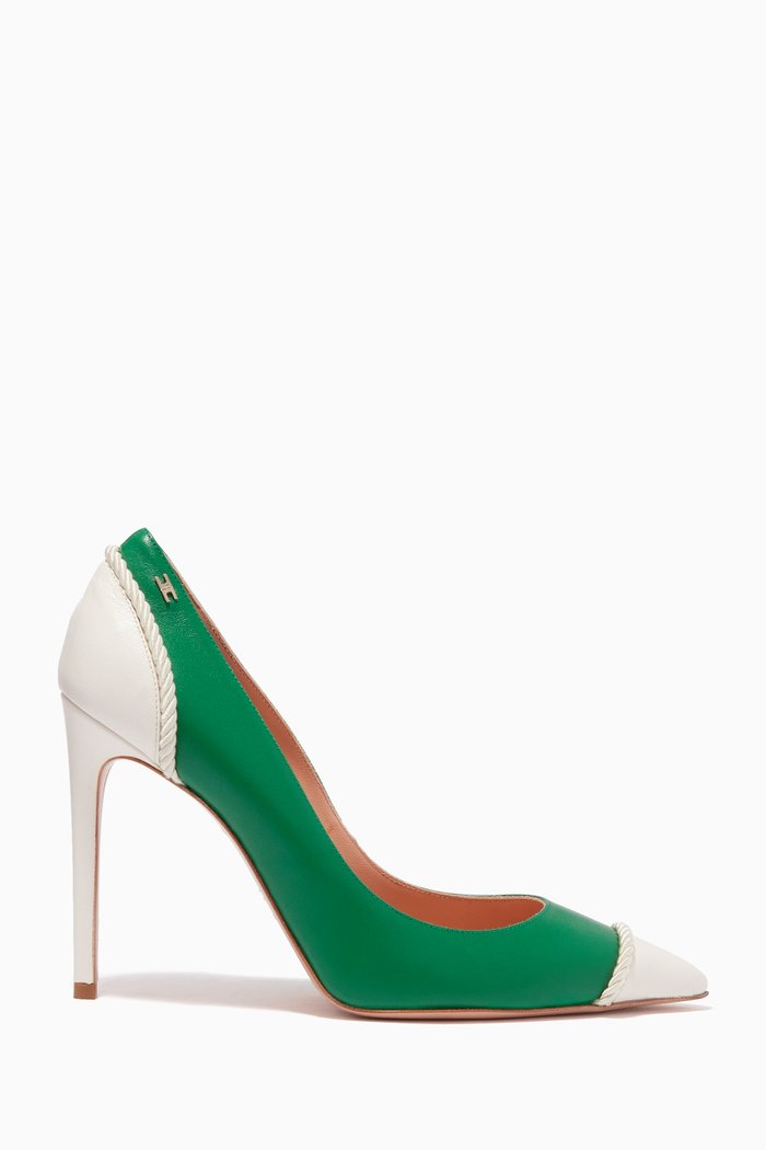 

Two-Tone Pumps in Leather, Green