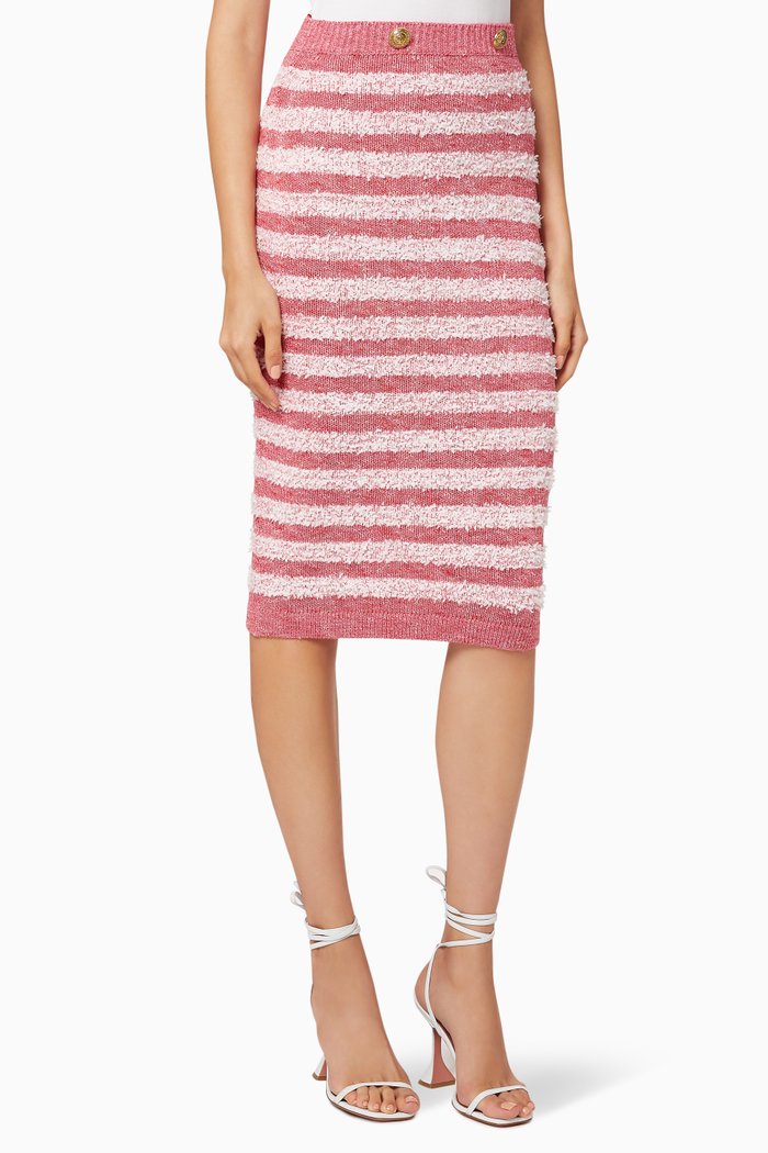 

Striped Knit Midi Skirt, Pink