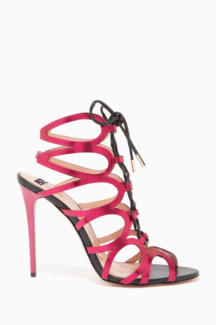 

Laced Leather Sandals, Pink