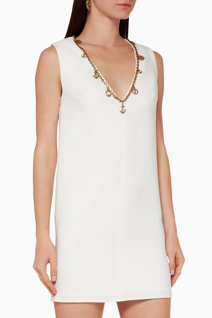 

Chain Appliqué Boxy Dress, White
