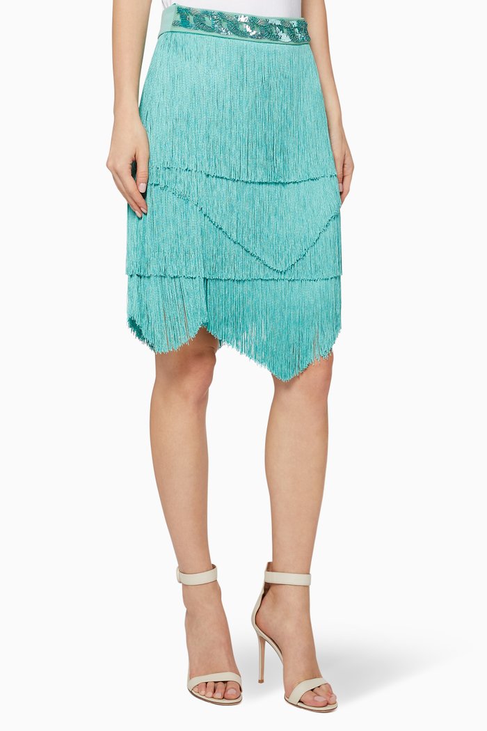 

Mini Fringe Skirt, Blue