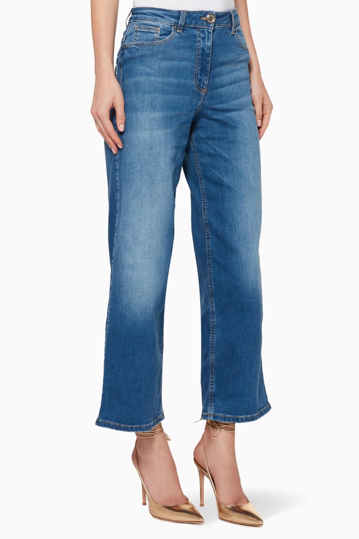 

Wide-Leg Denim Jeans, Blue
