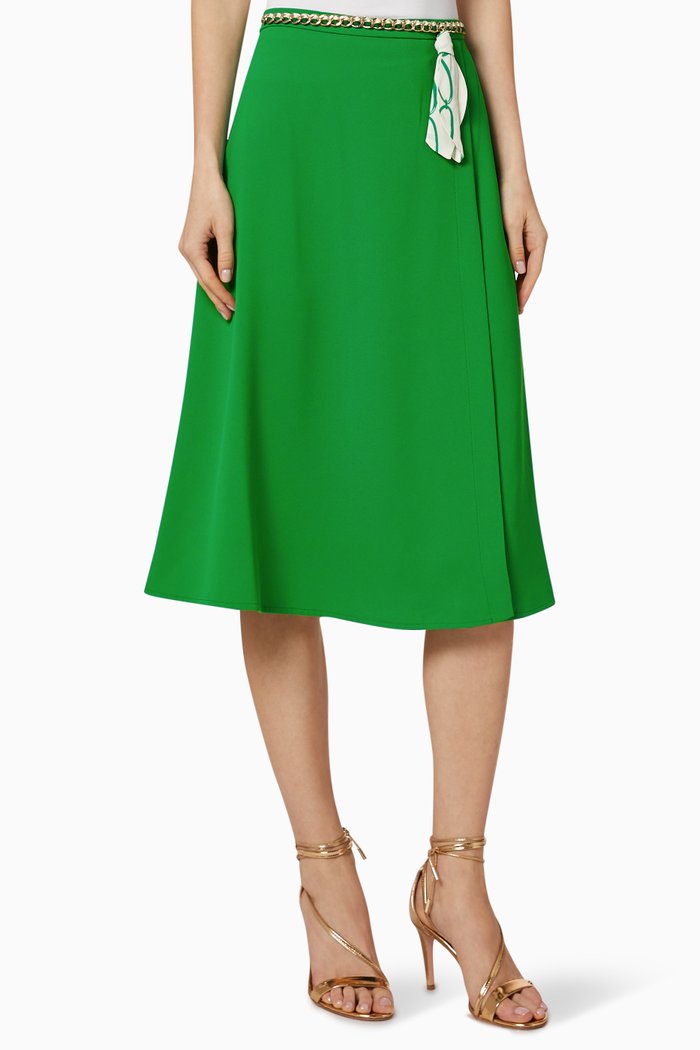 

Chain Appliqué Crêpe Skirt, Blue