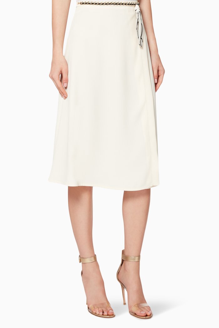 

Chain Appliqué Crêpe Skirt, White