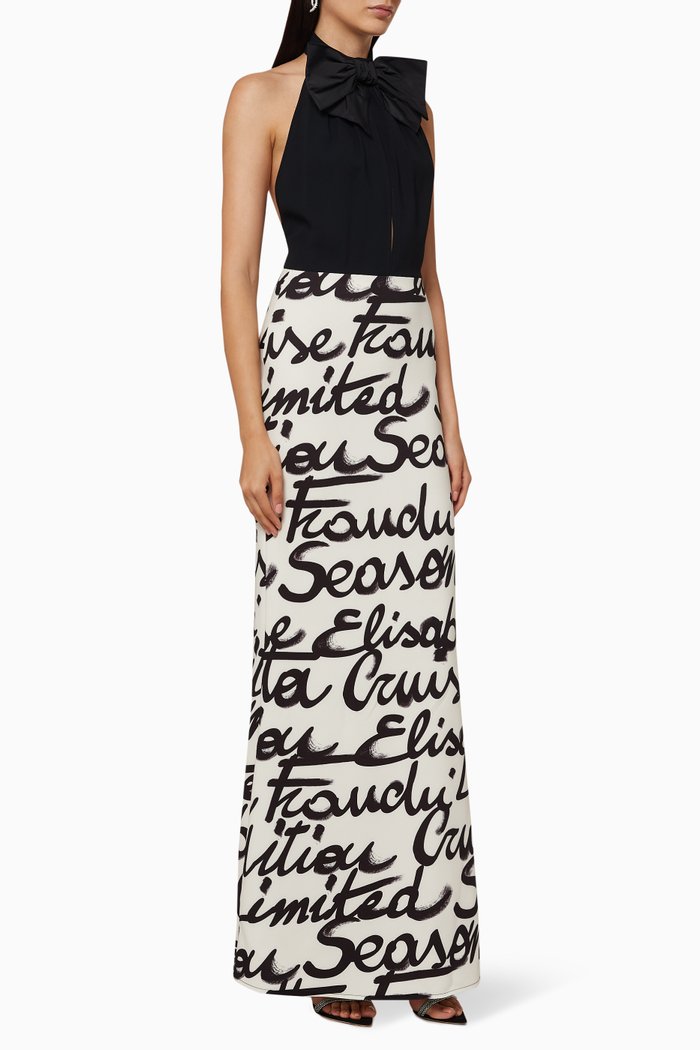 

Macro Wording Crêpe Maxi Dress, Brown