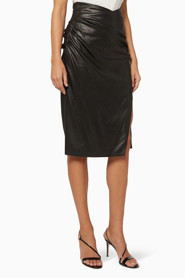 

Metallic Crêpe Skirt, Black