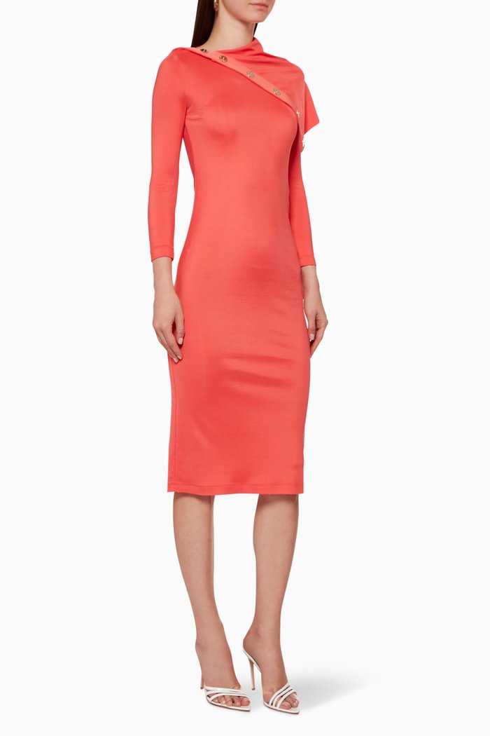 

High Collar Dress, Red