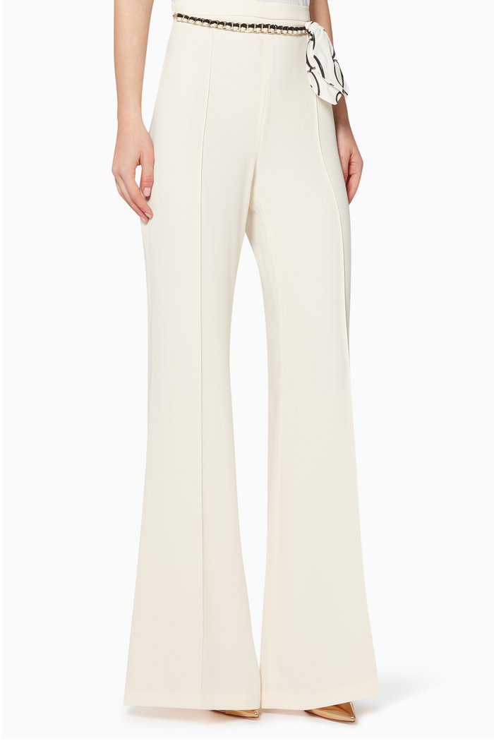

Chain Belt Palazzo Pants, White